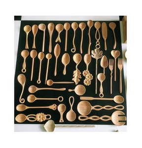 Service en bois sculpté à la main, avec cuillère et fourchette décorative (Ms. Ponçage 0084587176063 WS), livraison gratuite - Product Image 6