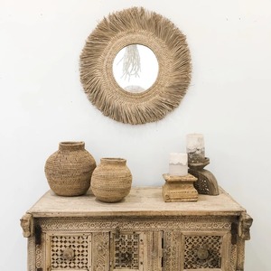 Việt Nam Vintage Handwoven Vòng Cỏ Biển Tự Nhiên Mây Treo Tường Gương Cho Trang Trí Tường Giá Bán Buôn FBA <span class=keywords><strong>Amazon</strong></span> - Product Image 5