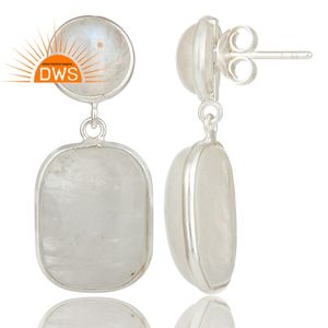 Designer 925 Sterling Fine Silver Bezel Set Drop Earrings Natural Rainbow <b>Moonstone</b> Earrings Jewelry Wholesale - Product Image 3