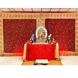 Shagun-cortinas de fondo para ceremonias de boda, telón de fondo hecho a mano de Zari Work Mehendi, compra de Fondo Indio para boda pesada - Product Image 1