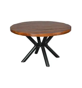 高品质圆形木制餐桌由100% 实心芒果木制成，用于家庭家具餐厅和批发