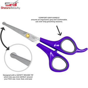 Plastic Handle Wholesale Latest <b>Dog</b> Grooming Scissors, Straight Pet Grooming <b>Shears</b> with Safety Round Tip - Product Image 4