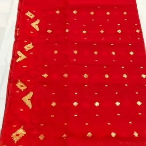 Cheep Price Export Quality Exclusive Red Deshi Dhakai Jamdani Saree Cotton Fabric artigianato dal Bangladesh