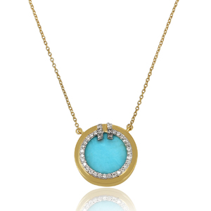Fabricante chapado en oro plata esterlina 925 turquesa CZ piedra preciosa forma redonda mujeres encanto collar joyería - Product Image 2