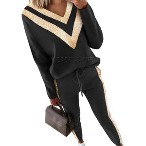 Mode féminine solide noir survêtement avant conception velours patchs à capuche personnalisé ensemble survêtement uni blanc coton polaire hiver - Product Image 1