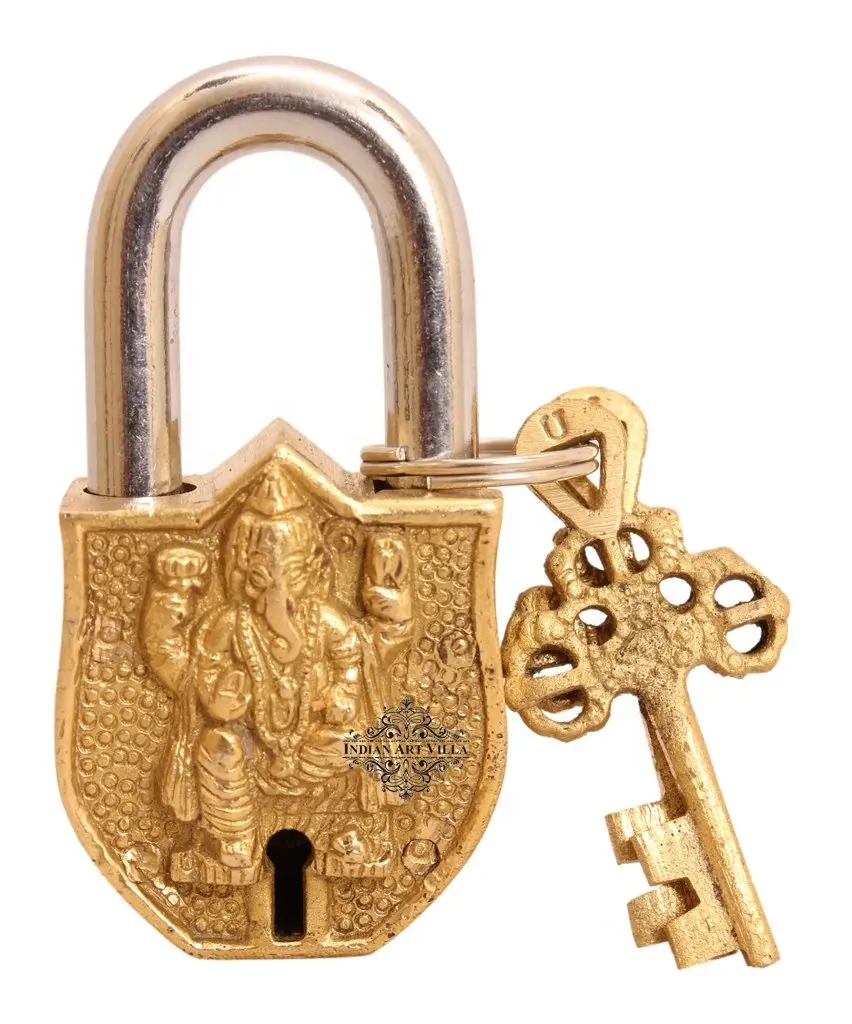 Custom Brass Ganesh Ji Design Lock With 2 Key At Wholesale Price Brass Product With Ayurvedic Health Benefits