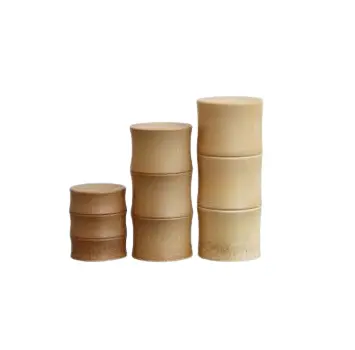 Grosir Tutup Sekrup Silinder Penyimpanan Makanan Bumbu Toples Bambu Vintage Desain Aneka Toples Bambu Peralatan Dapur Rumah