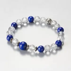 wholesale cheap price crystals best quality clear quartz and lapis lazuli 8mm beads crystal jewelry bracelet at factory price