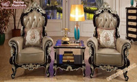 Chaises à dossier haut de style baroque pour la maison, chaises de salon à dossier haut de luxe, chaises de salon en cuir capitonnées élégantes en vente