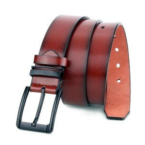 Cinturón de piel auténtica Natural para hombre, con hebilla resistente, Vintage, adecuado para pantalones vaqueros informales - Product Image 1