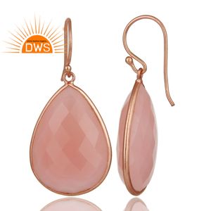 ต่างหูอัญมณีรูปกุหลาบและพลอยคาลซิโดนีทำด้วยมือสีเงินสเตอริ่งธรรมชาติดีไซน์ล่าสุด - Product Image 3