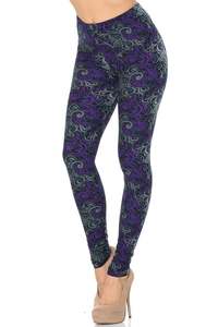 New Customized Logo Women Fitness Wear Purple Hypnotic Swirl Leggings - Product Image 3