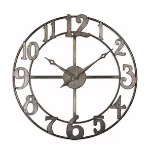 المجلفن ساعة حائط الإبداعية تصميم اليدوية الزخرفية ساعة أفضل جودة الفاخرة الحائط الحديد ساعة