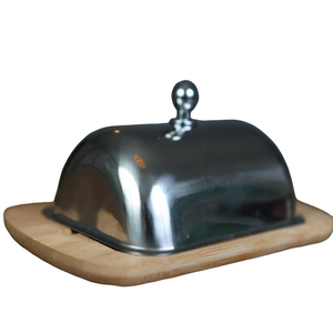 Beurrier antique de qualité supérieure en bois avec couvercle en acier inoxydable, parfait pour une utilisation sur table dans les hôtels et les restaurants - Product Image 1