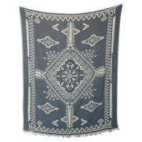 Einfarbige 100% Baumwolldecke 200x240 cm 78x95 Zoll Bettüberwurf Sofabezug Extra Groß Hergestellt in der Türkei Jacquard-Gewebte Decke
