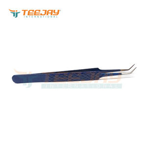 Pince à épiler 12cm pour extensions de cils, accessoire de soins de beauté, avec poignée en diamant, logo personnalisé, bleu foncé, 45 degrés - Product Image 4