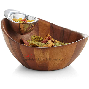 Ensaladera de astillas y DIP de acero de alta calidad con hoja dorada 2025 - Product Image 3