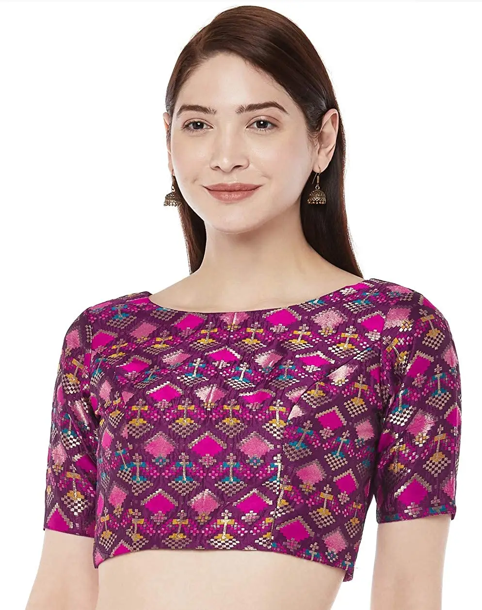 Studio Shringaar женская блузка из парчовой парчи с коротким рукавом