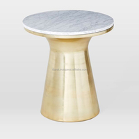 Mesa Auxiliar de Sofá Europea Moderna de Metal de Lujo / Alta Calidad / Acabado Dorado / Muebles Ecológicos para Sala de Estar
