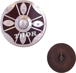 Medieval Viking Shield Battle-Ready Shield Unique Wooden 24'' Handmade Shield Brown Color Steel Design - Product Image 6