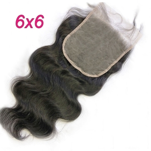 6X6 fermeture de dentelle de cheveux humains indiens Remy Type de haute qualité - Product Image 1