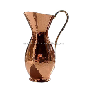 Jarra de jarra de agua de acero inoxidable de cobre con protector de hielo Jarra para beber en frío Jarra para servir agua de cobre puro - Product Image 5