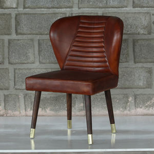 Mobilier de maison moderne-Chaise de salle à manger en fer et cuir pour appartement ou villa Design métallique pour hôtels - Product Image 1