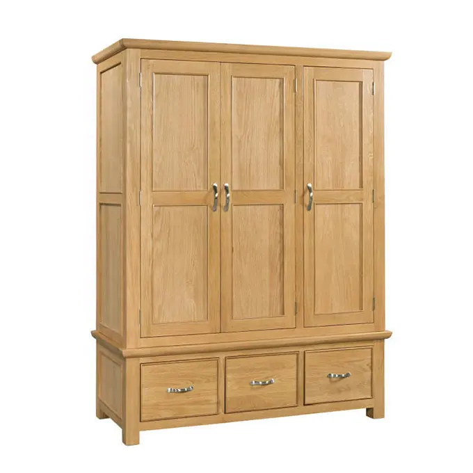 Solid Wood Double Wardrobe With Drawer - Bed Room Furniture Made in Viet Nam