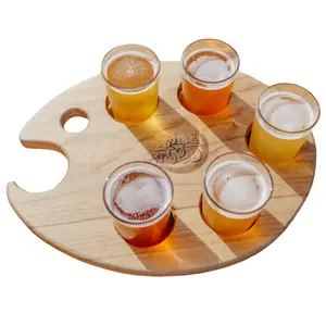 Дубовые винные и пивные бокалы весло Деревянный Краски Палитры пива формы «летучая мышь» напитки весло