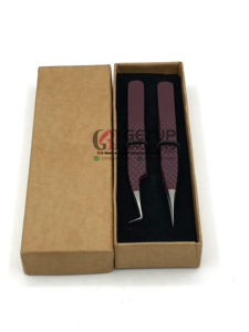 แหนบต่อขนตาตรงเรียวยาว90องศาเคลือบผงสีไวน์เครื่องมือความงามด้ามจับเพชรเงิน - Product Image 4