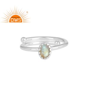 Bague ovale en argent Labradorite, fabrication de bijoux, pierre précieuse ajustable, 100 - Product Image 1