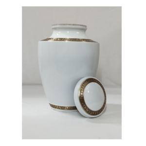 Urnes de crémation en métal et souvenirs avec urnes de décoration funéraire à bande sculptée dorée brillante - Product Image 4