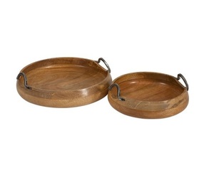 Plateau de service en bois personnalisé fait à la main avec design floral Plateau de jus de café écologique Dernière arrivée avec poignée en métal - Product Image 4