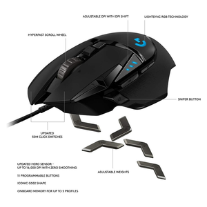 <span class=keywords><strong>2022</strong></span> ของแท้ G502 <span class=keywords><strong>เมาส์</strong></span>สำหรับเล่นเกมแบบมี<span class=keywords><strong>สาย</strong></span> 3D 6 ปุ่มไฟ LED แบ็คไลท์สีดำ 1600 DPI ทั้งสองมือรับประกัน 1 ปี - Product Image 5