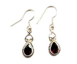 ต่างหู925พลอยสีเงินสเตอร์ลิงต่างหูแบบห้อยทำจากโกเมนตัดตามธรรมชาติต่างหูแบบห้อยตะขอต่างหูหิน - Product Image 1