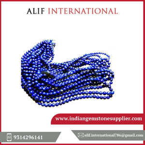 สร้อยคอลูกปัดกลมขนาด5.5มม. สำหรับกำไลหิน Lapis Lazuli สีน้ำเงินเข้ม - Product Image 2