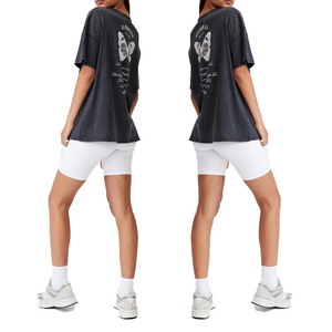 Camiseta con estampado de letras para mujer, camiseta de manga corta ajustada Simple de caramelo para mujer 2022 - Product Image 6