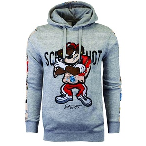 Sudadera con capucha de gran tamaño 2025 para Hombres estilo Hip Hop con parches de logotipo de bordado crudo de dos tonos 100% Cordón de Terry para invierno - Product Image 1