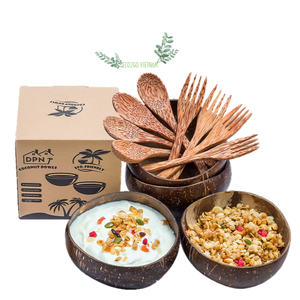 Bol artisanal en coquille de noix de coco naturelle, pour tenir de la nourriture, de crème glacée, de bougie à la maison, hôtel et Restaurant fabriqué au Vietnam, pièces - Product Image 1