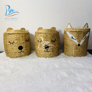 HOT SALE 2026! Pet Shape Water Hyacinth and Straw Storage <b>Laundry</b> Hamper <b>Baskets</b> - Product Image 2