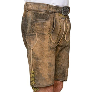 Pantalones cortos de Lederhosen bávaros con logotipo personalizado Pantalones cortos de cuero de ciervo tradicional alemán de estilo antiguo con estampado digital de patrón sólido - Product Image 4