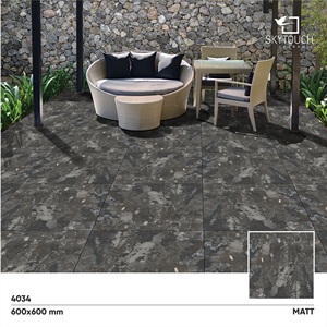 <b>Matt</b> Surface 600*600 mm Wear Resistant Rustic Ceramic Tile Dark Grey Antique Floor Tiles Bathroom <b>Outdoor</b> Porcelain Tile - Product Image 2