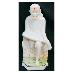 Shridi Sai Baba Murti sentado en el trono, mármol blanco de alta calidad - Product Image 1
