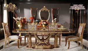 Ensemble de meubles de salle à manger ultra-luxueux de qualité supérieure, aspect élégant, finition dorée, style européen, ensemble de table à manger 8 places - Product Image 4