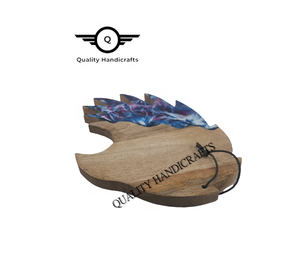 Mejor diseño hogar cocina calidad artesanías Acacia madera tabla de cortar Tajo resina madera queso Pizza plato India - Product Image 5