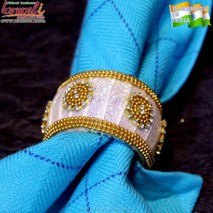 Anneaux de serviette perlés dorés faits à la main décor de table de mariage abordable personnalisé, accessoire de fête élégant, commande en gros disponible - Product Image 5