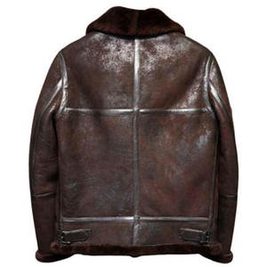 <b>Men's</b> Winter Real Fur Collar Bomber Jacket/Real Chocolate Brown <b>Shearling</b> Jacket/Latest Stylish Bomber Jacket for <b>Men</b> - Product Image 2