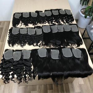 Vente en gros d'extensions de cheveux humains vietnamiens de haute qualité 4x4 et 5x5 fermetures à lacet cuticules alignées matière première à vague droite - Product Image 6