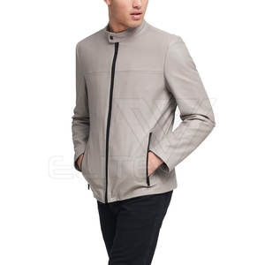 แจ็กเก็ตหนังหนาสำหรับผู้ชาย, เสื้อบอมเบอร์ลำลองแฟชั่นทรงยาวคอตั้งและผ้าแคนวาส - Product Image 4