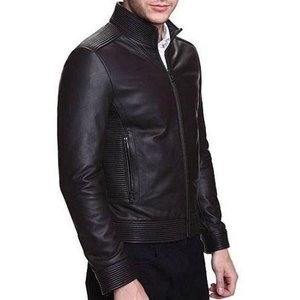 Chaqueta de Cuero para Hombre de Primera Calidad, Estilo Bomber, Cuello Alto, Piel de Vaca, Impermeable, Resistente al Viento, Color y Talla Personalizables, Venta al Por Mayor ODM - Product Image 1